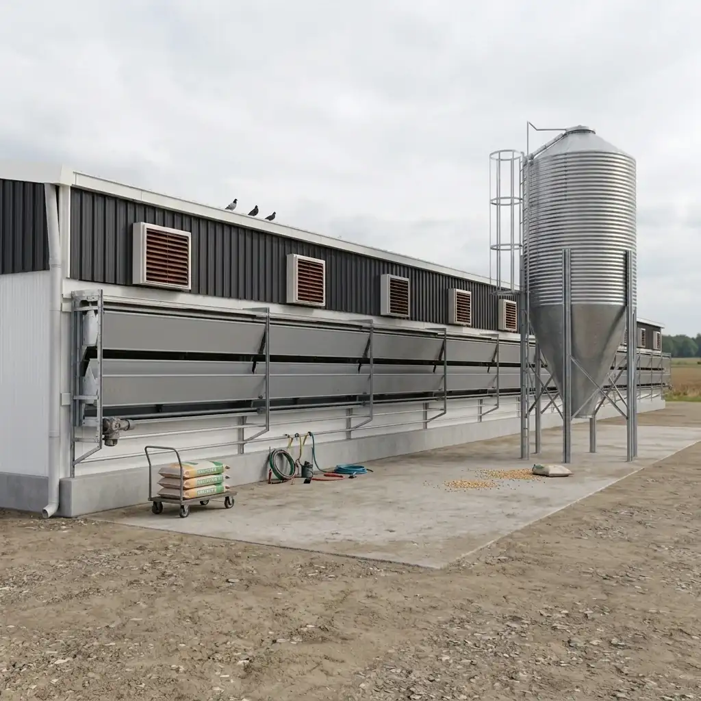 Poultry house ventilation and feed silo project