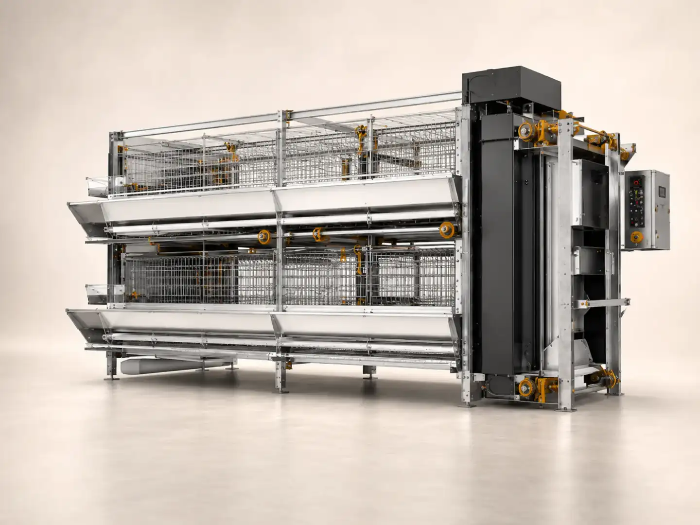 IXORTA breeder cage system for controlled feeding, hatching egg handling and flock management